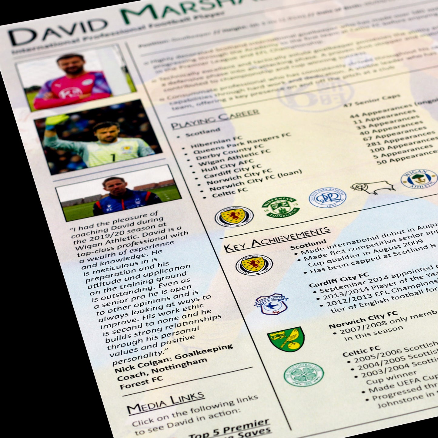 One-Page Player CV